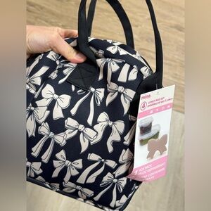 Mine Black and Cream Bow Lunch Bag Set